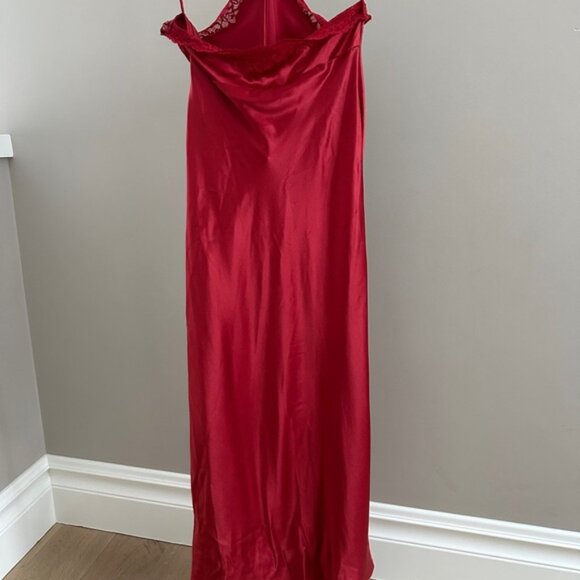 Reformation Silk Aara Lace Halter Maxi Slip Dress Sundried Tomato Small NWT - Picture 7 of 11